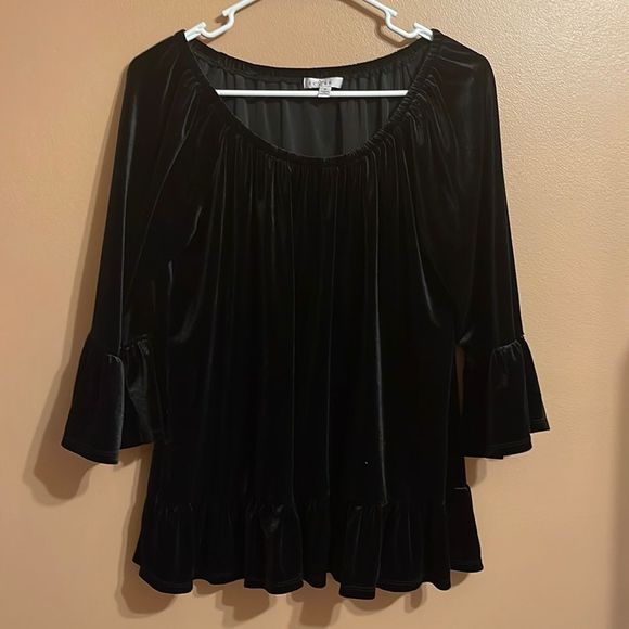 Fever Tops - Womens velvet black shirt